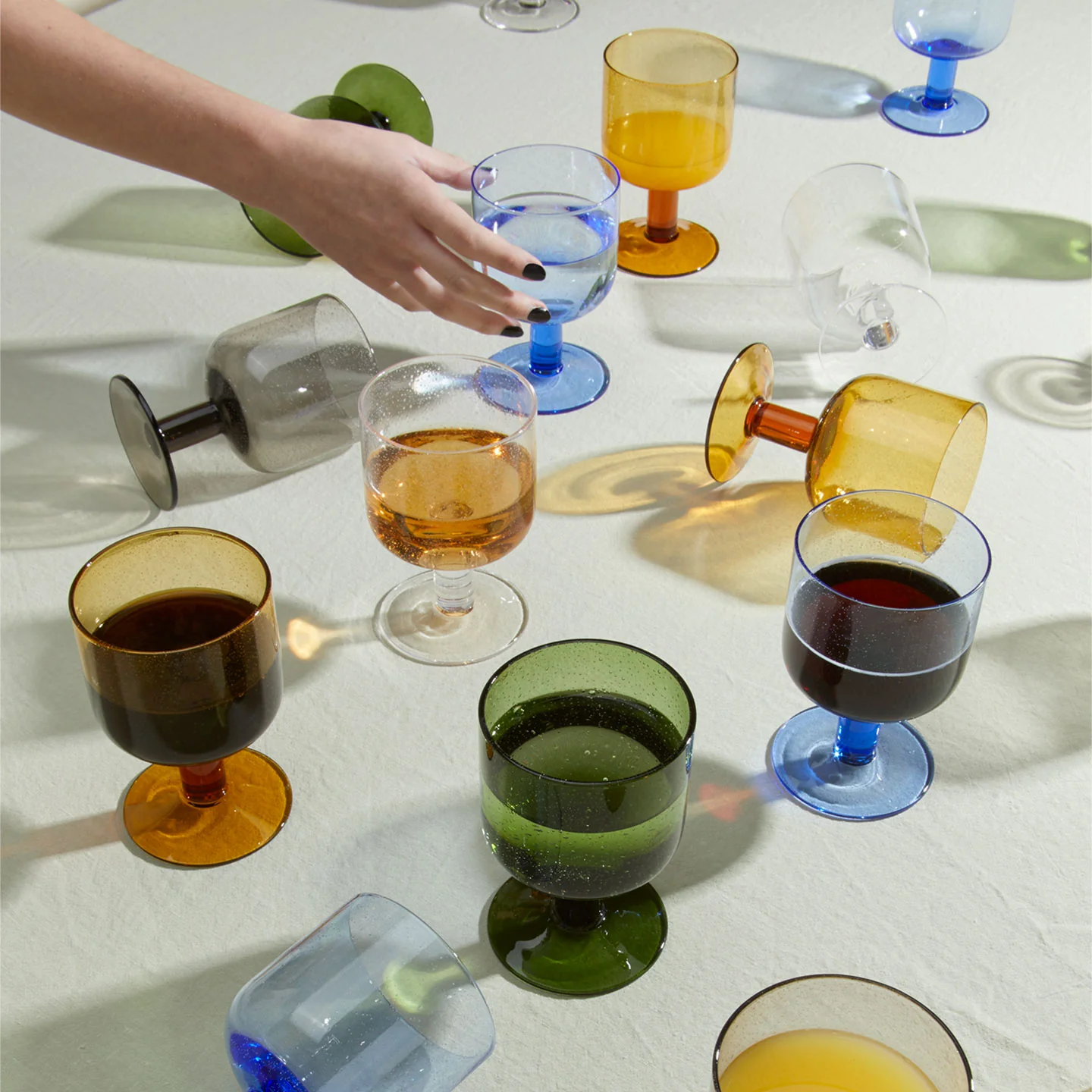 Simple Seeded Glassware, Set of 4 - Olive - Image 5