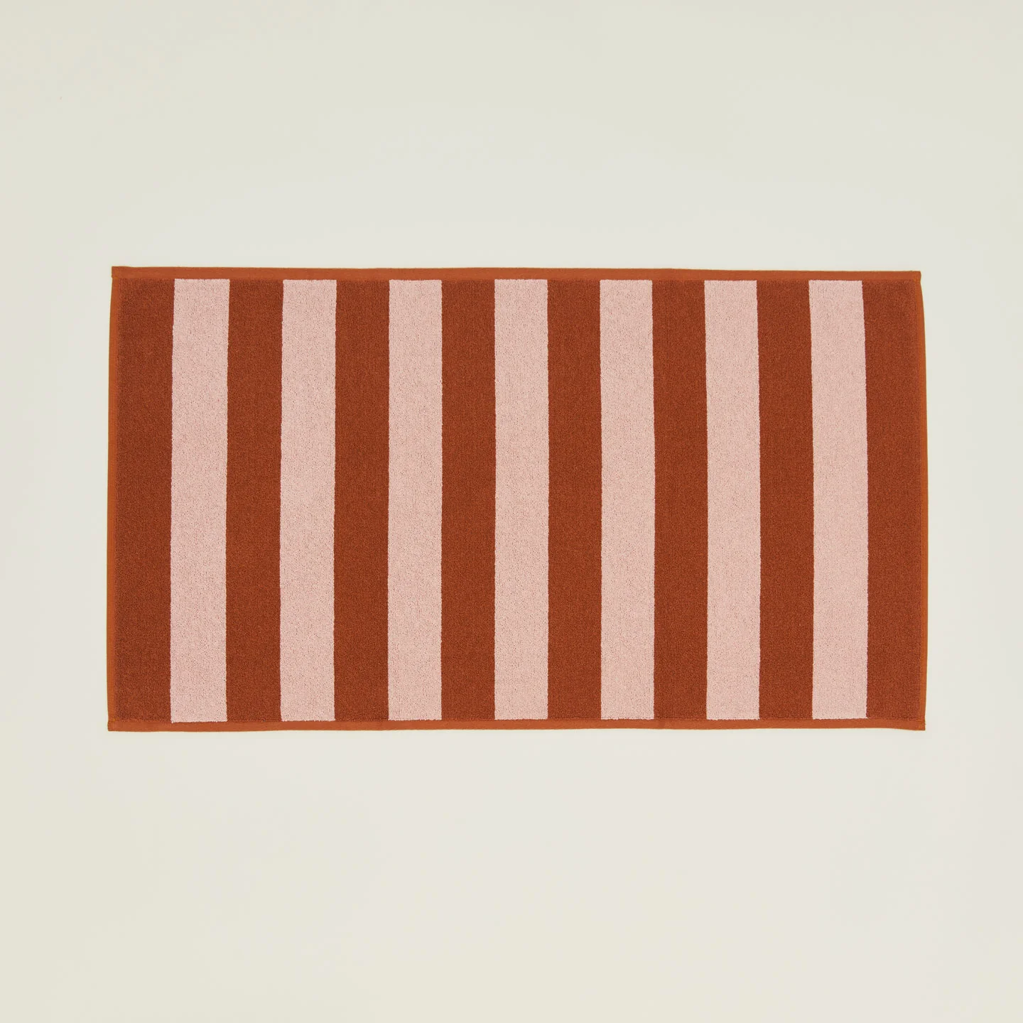 Simple Striped Terry Bath Mat - Blush/Terracotta