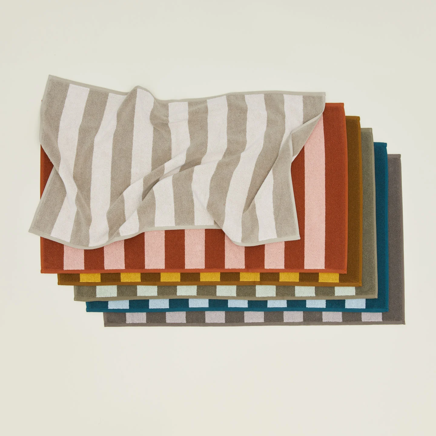 Simple Striped Terry Bath Mat - Ivory/Flax - Image 3