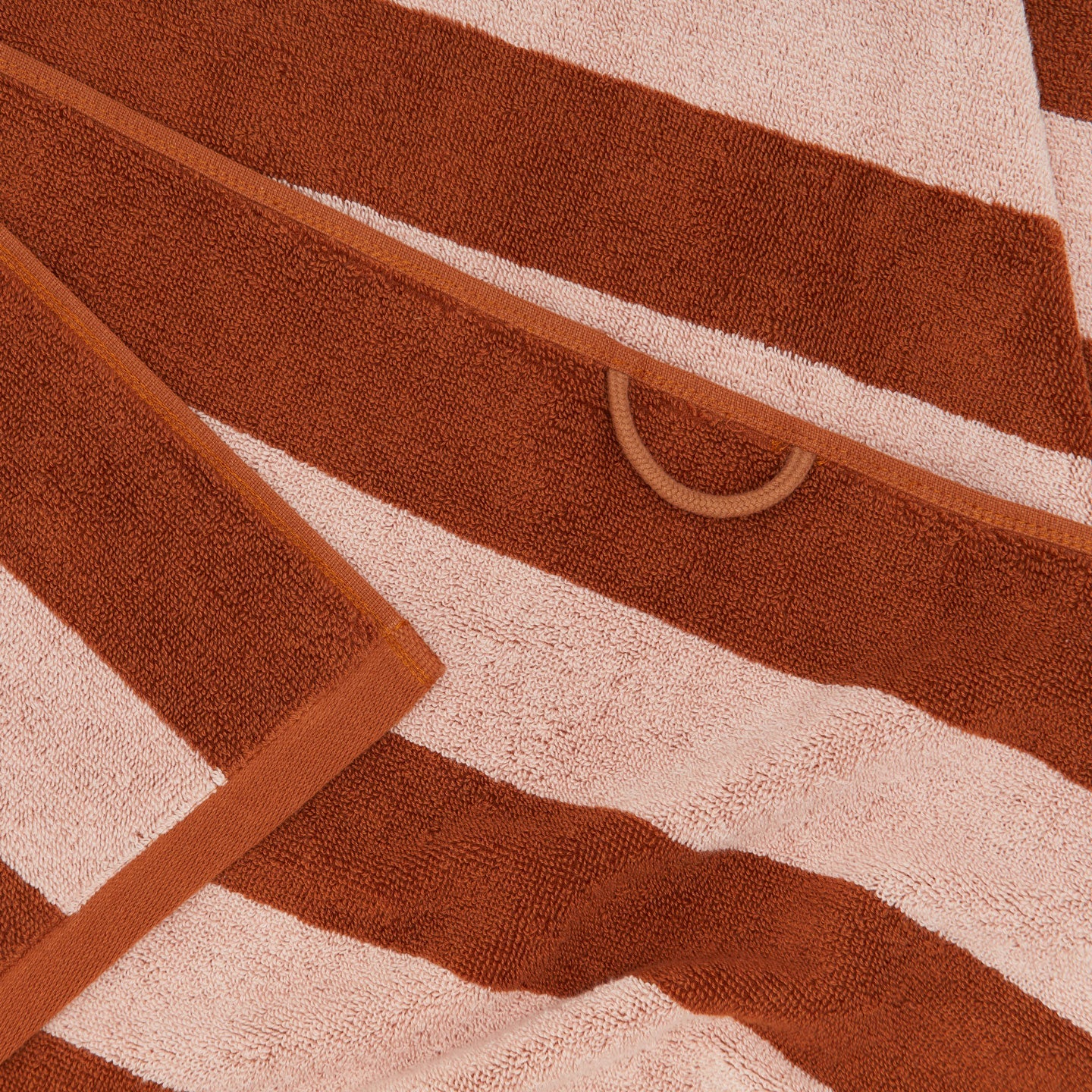 Simple Striped Terry Beach Towel - Blush/Terracotta - Image 4