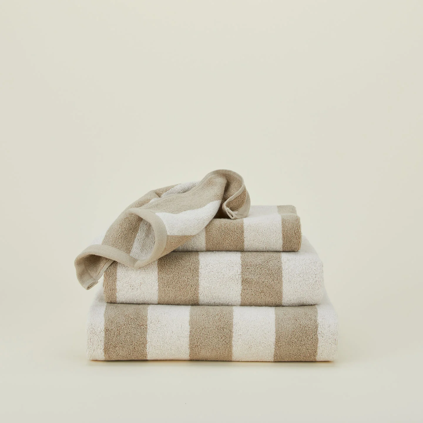 Simple Striped Terry Towel - Ivory/Flax - Image 2