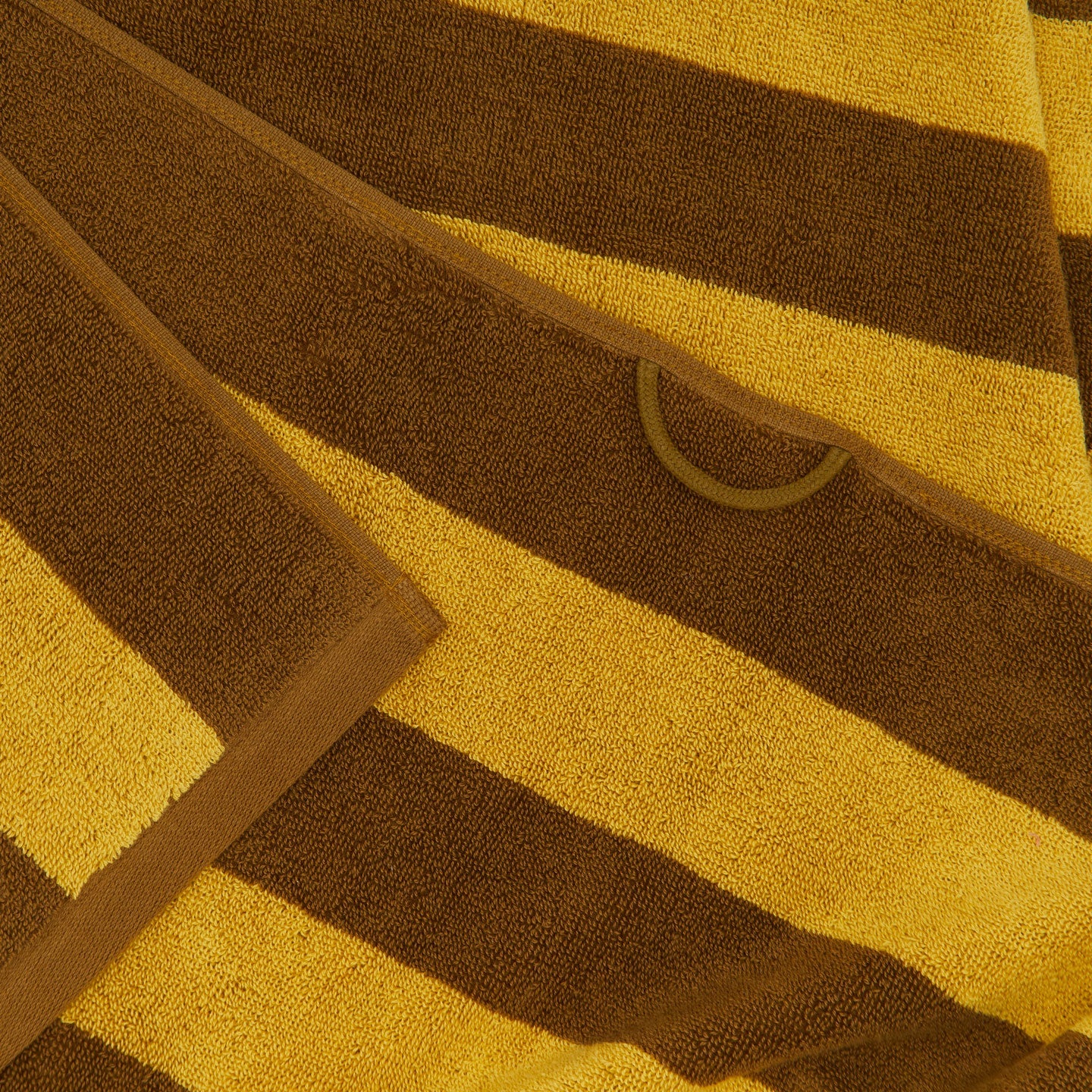 Simple Striped Terry Beach Towel - Mustard/Bronze - Image 4