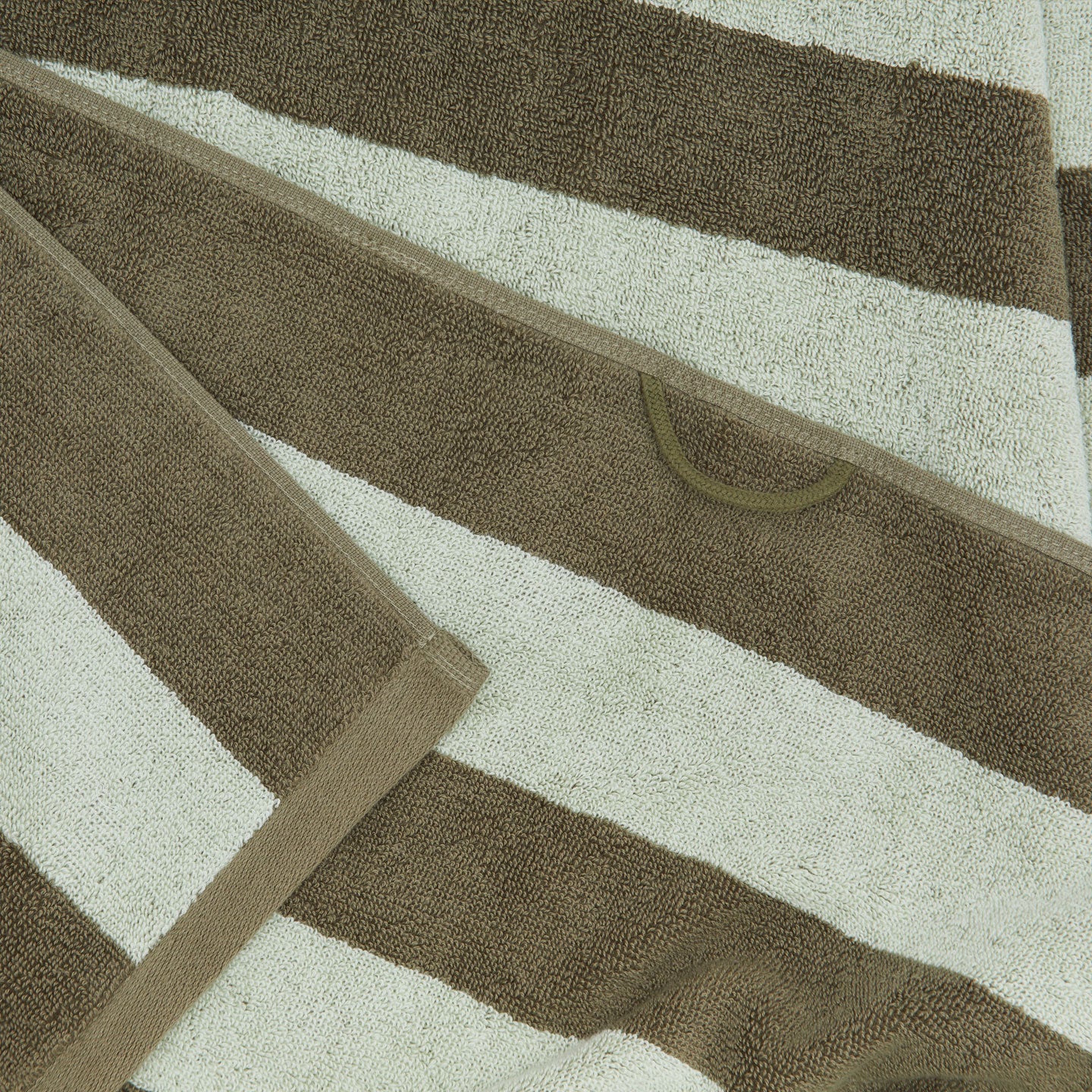 Simple Striped Terry Beach Towel - Sage/Olive - Image 4
