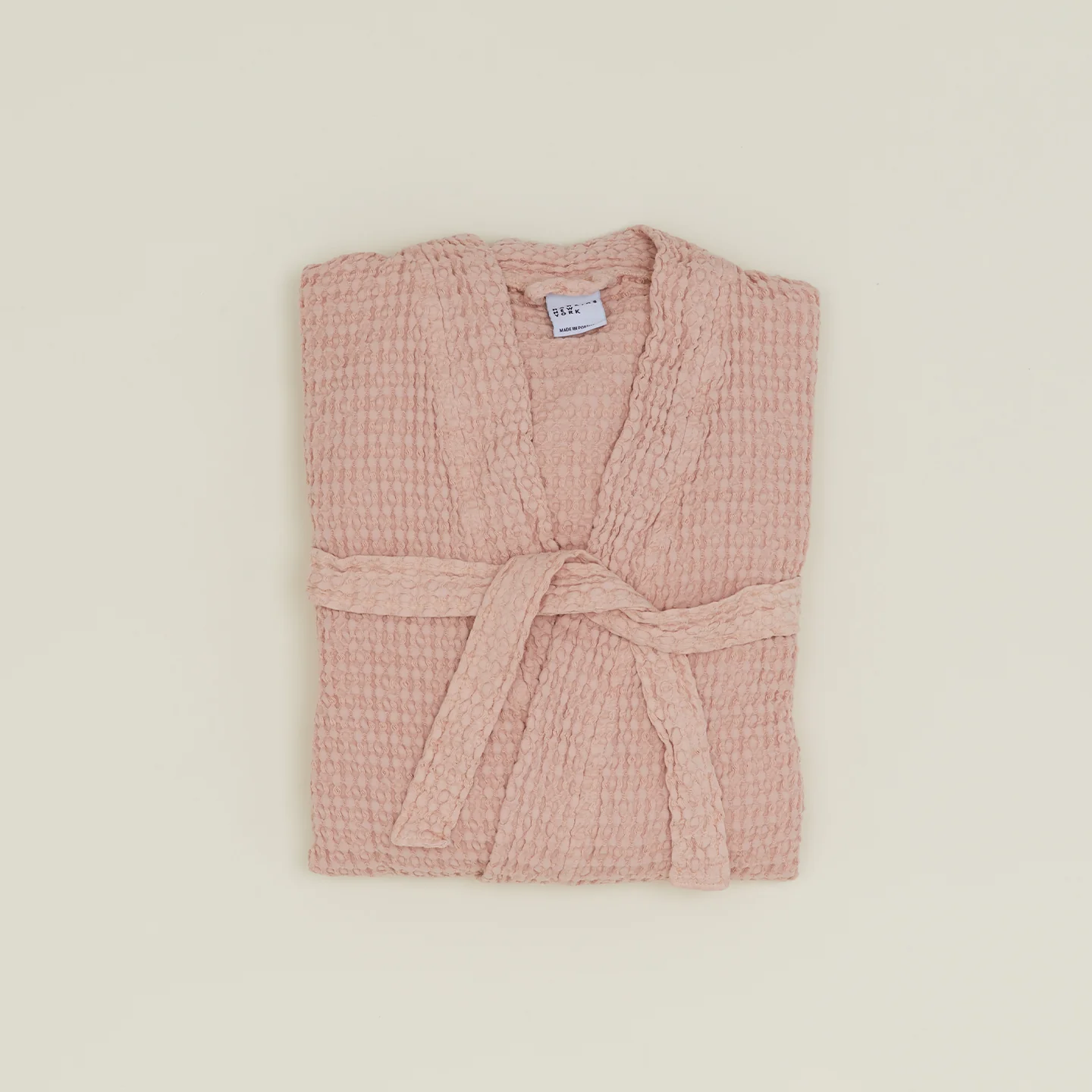 Simple Waffle Bathrobe - Blush