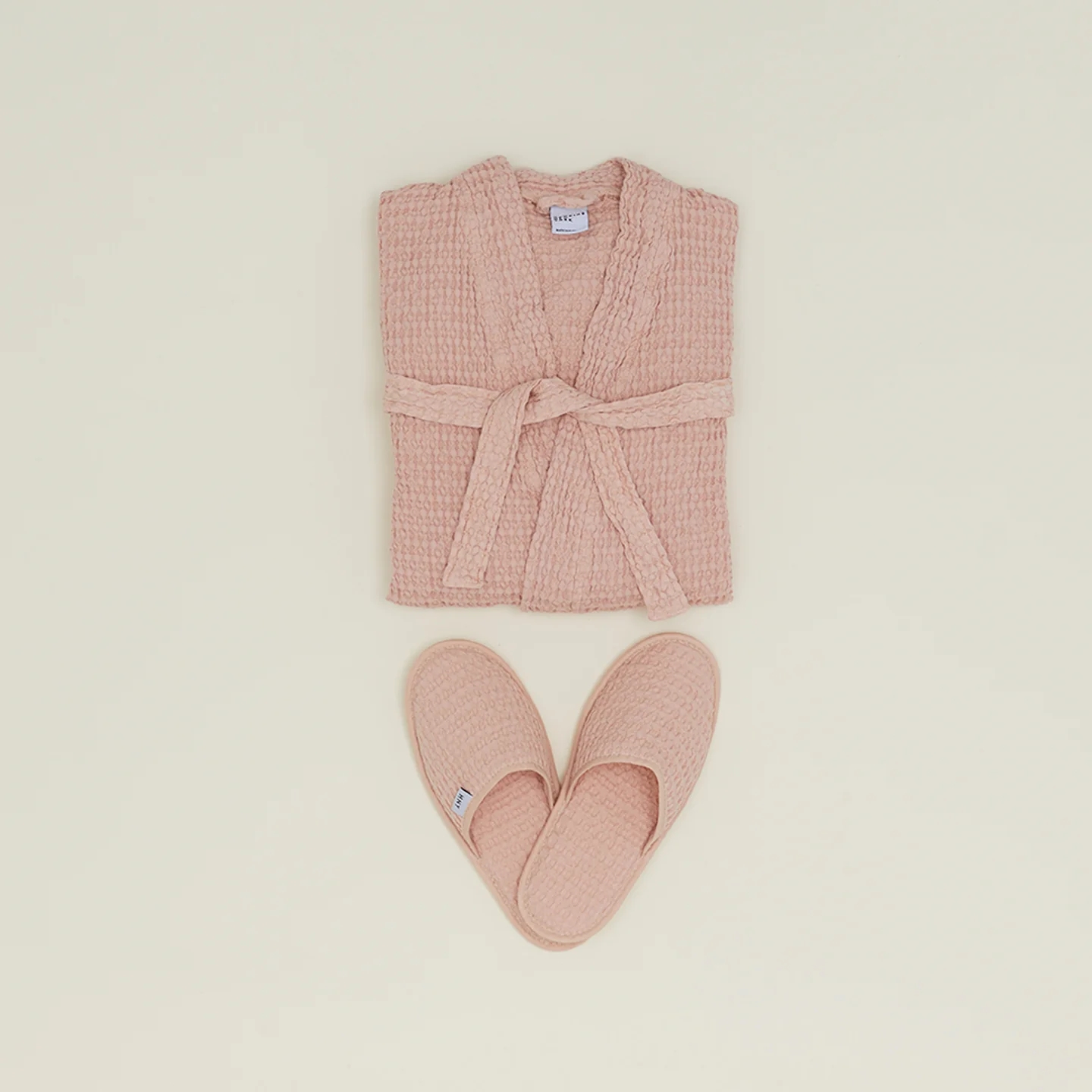 Simple Waffle Bathrobe - Blush - Image 4