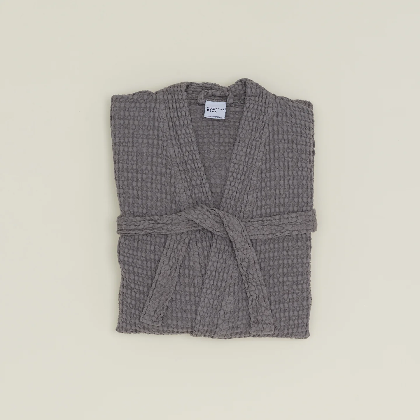 Simple Waffle Bathrobe - Dark Grey