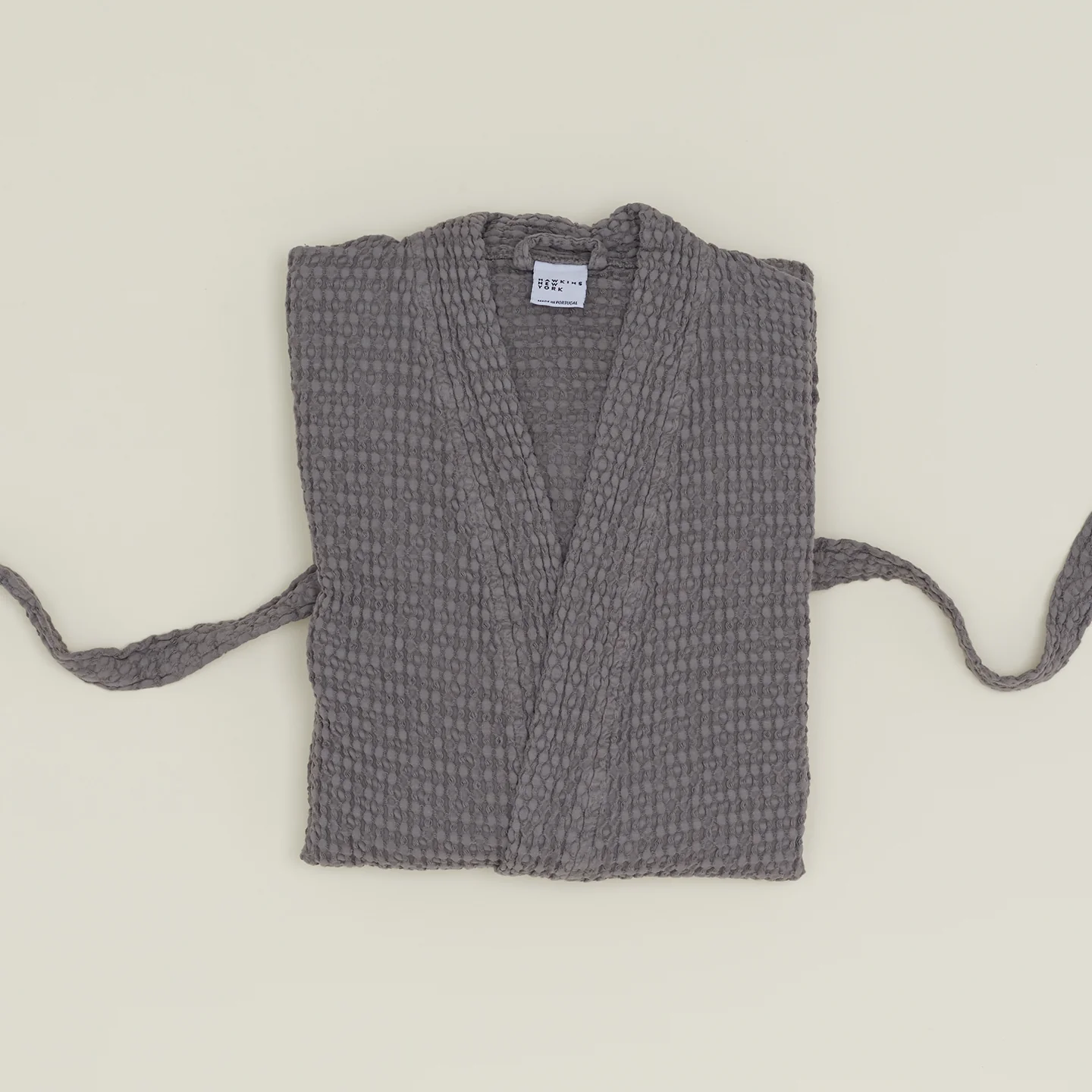 Simple Waffle Bathrobe - Dark Grey - Image 2