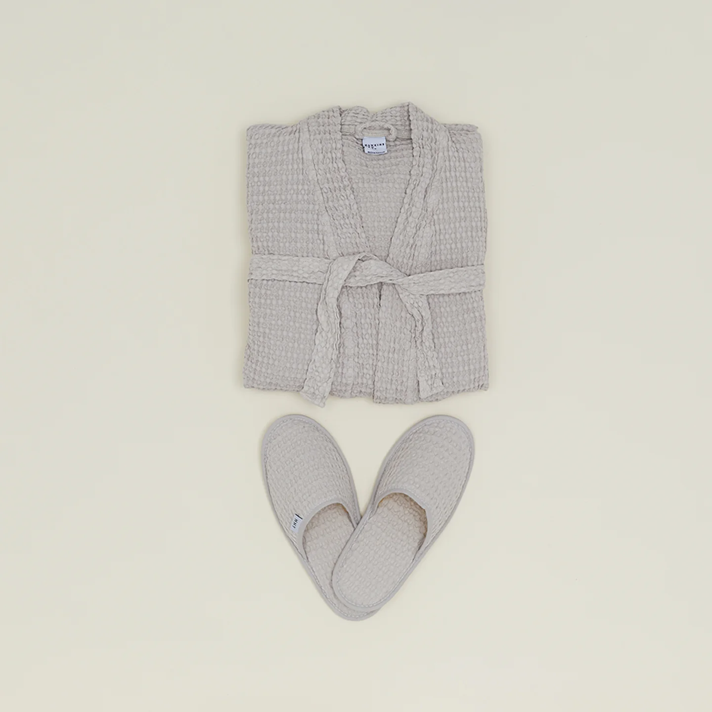Simple Waffle Bathrobe - Light Grey - Image 4