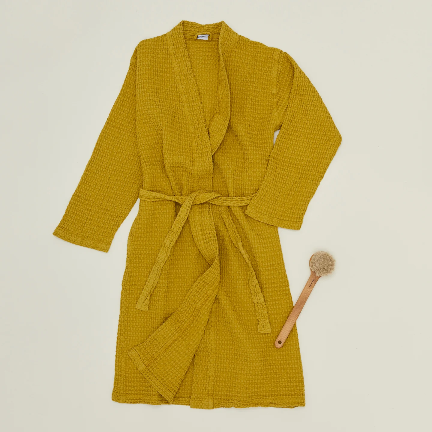 Simple Waffle Bathrobe - Mustard - Image 3