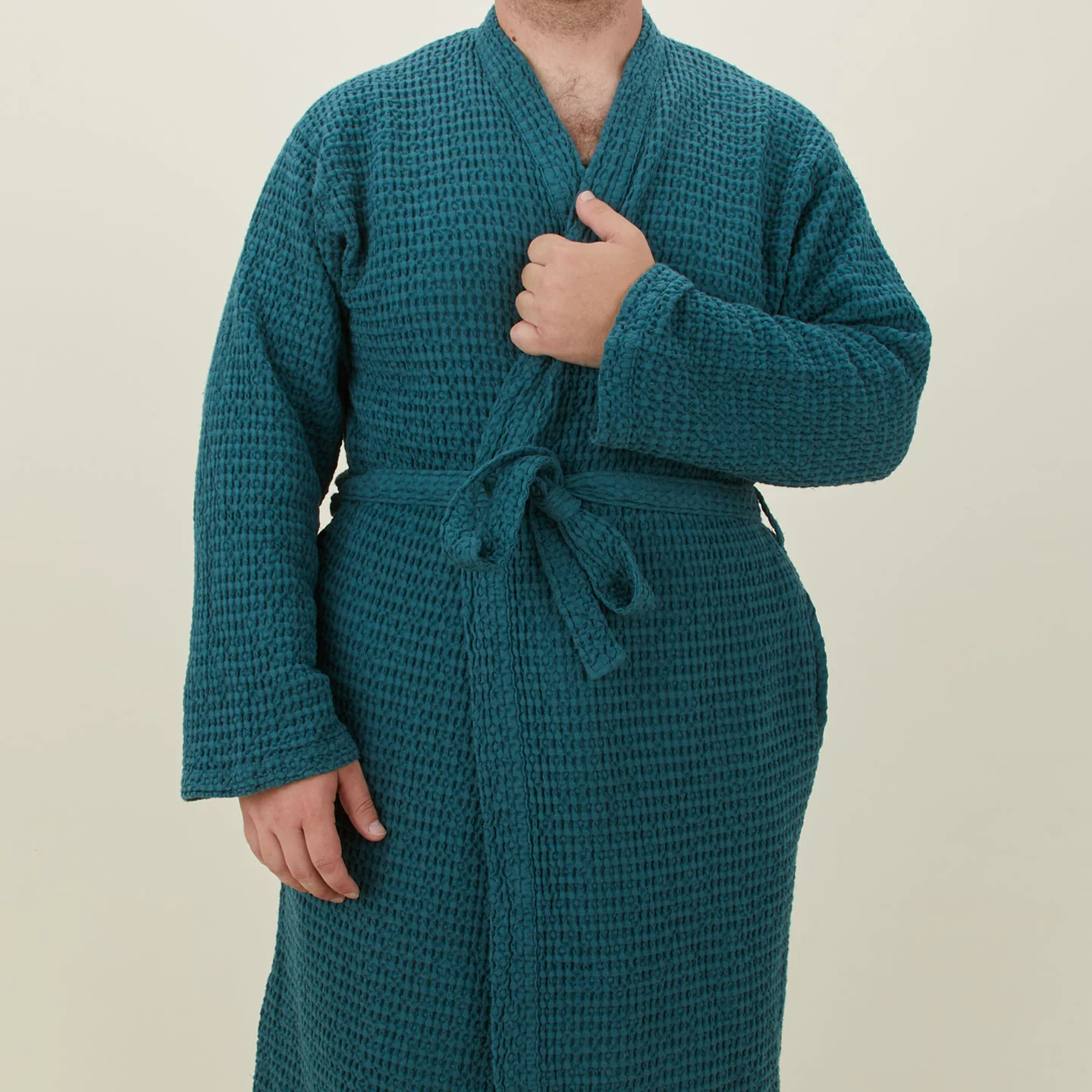 Simple Waffle Bathrobe - Peacock - Image 5