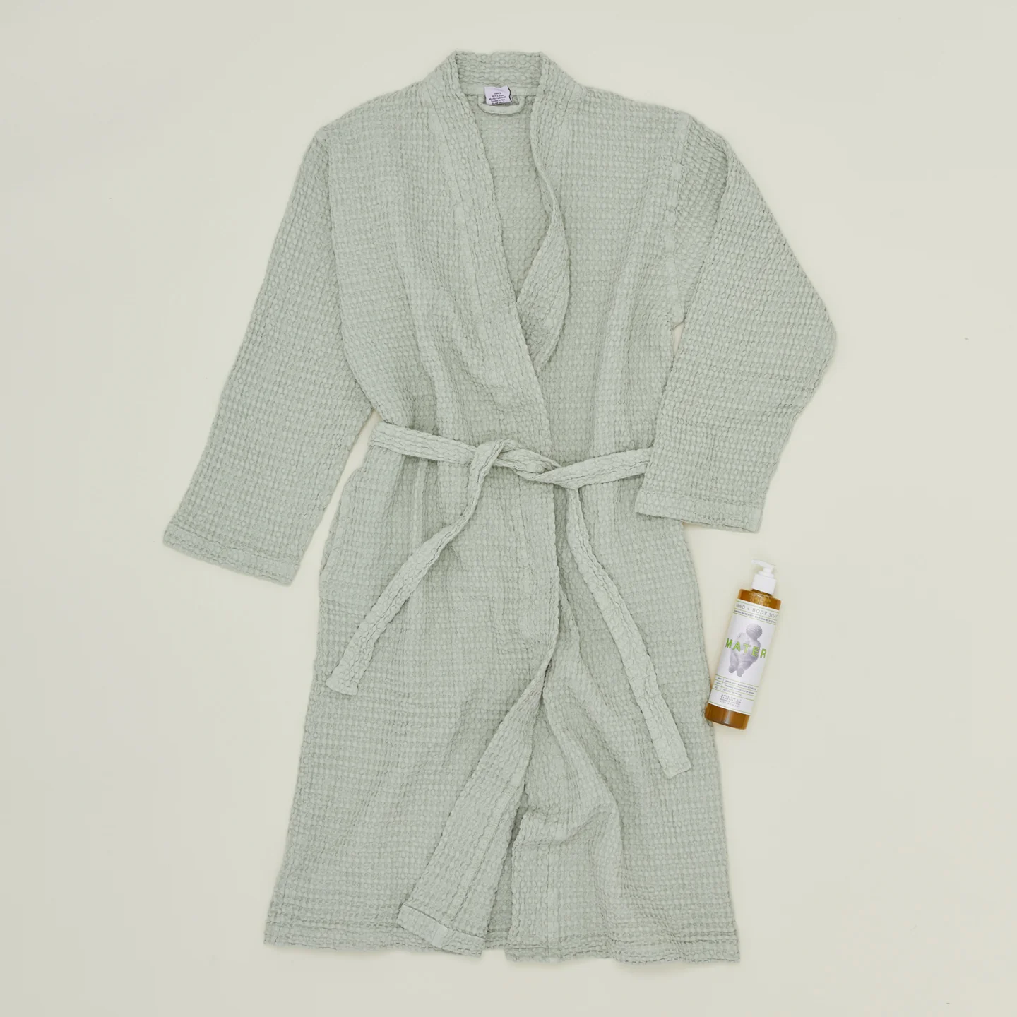 Simple Waffle Bathrobe - Sage - Image 3