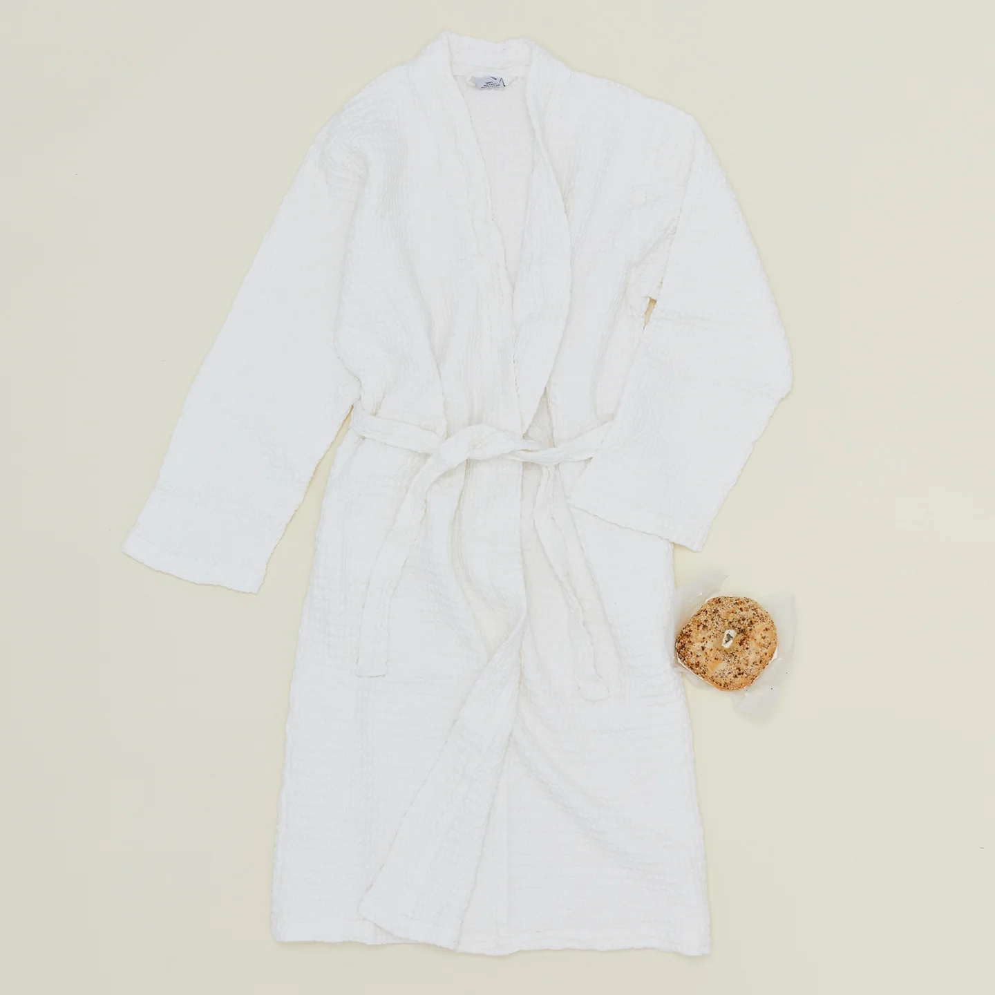 Simple Waffle Bathrobe - White - Image 3