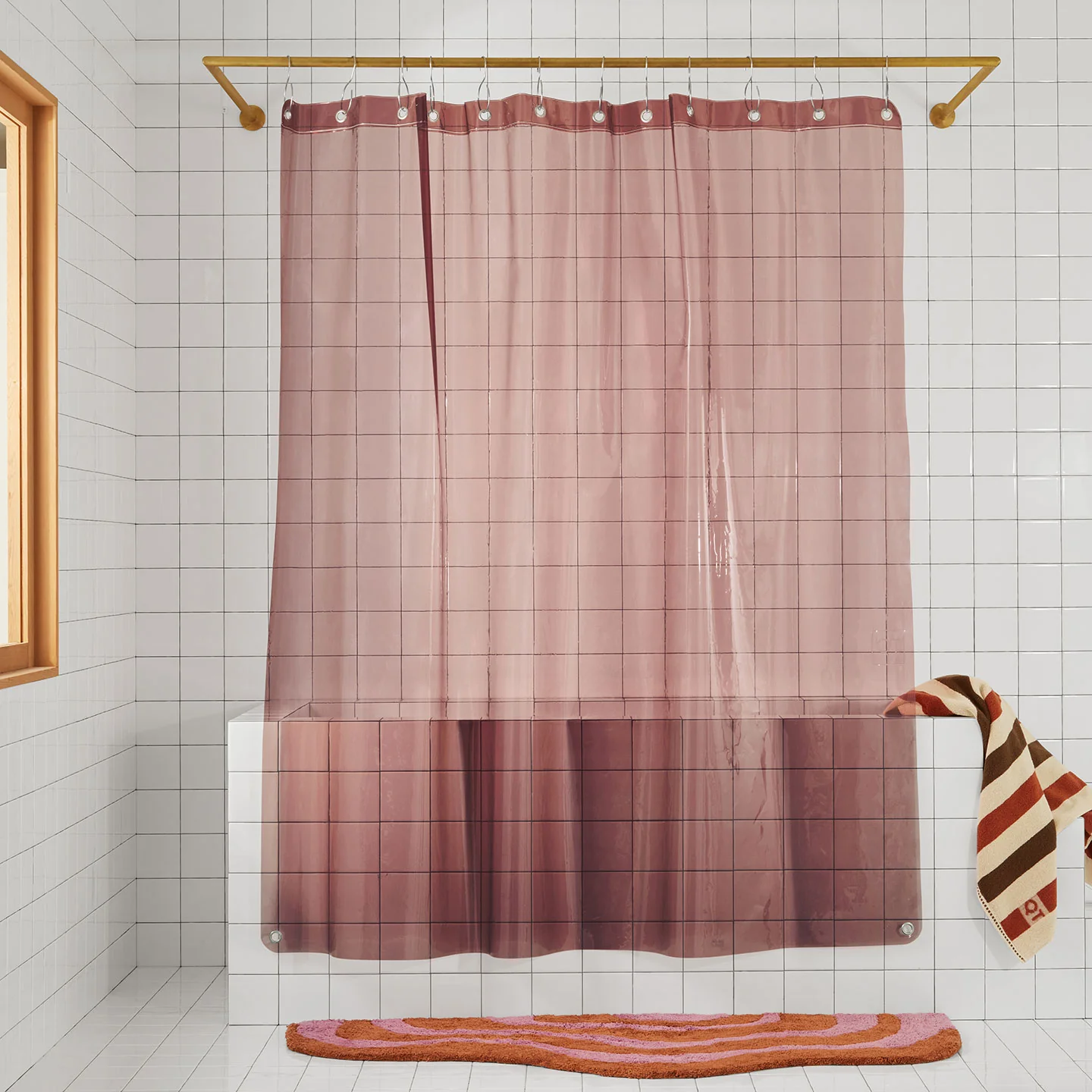 Solid Sun Shower Curtain - Dark Rose - Image 3
