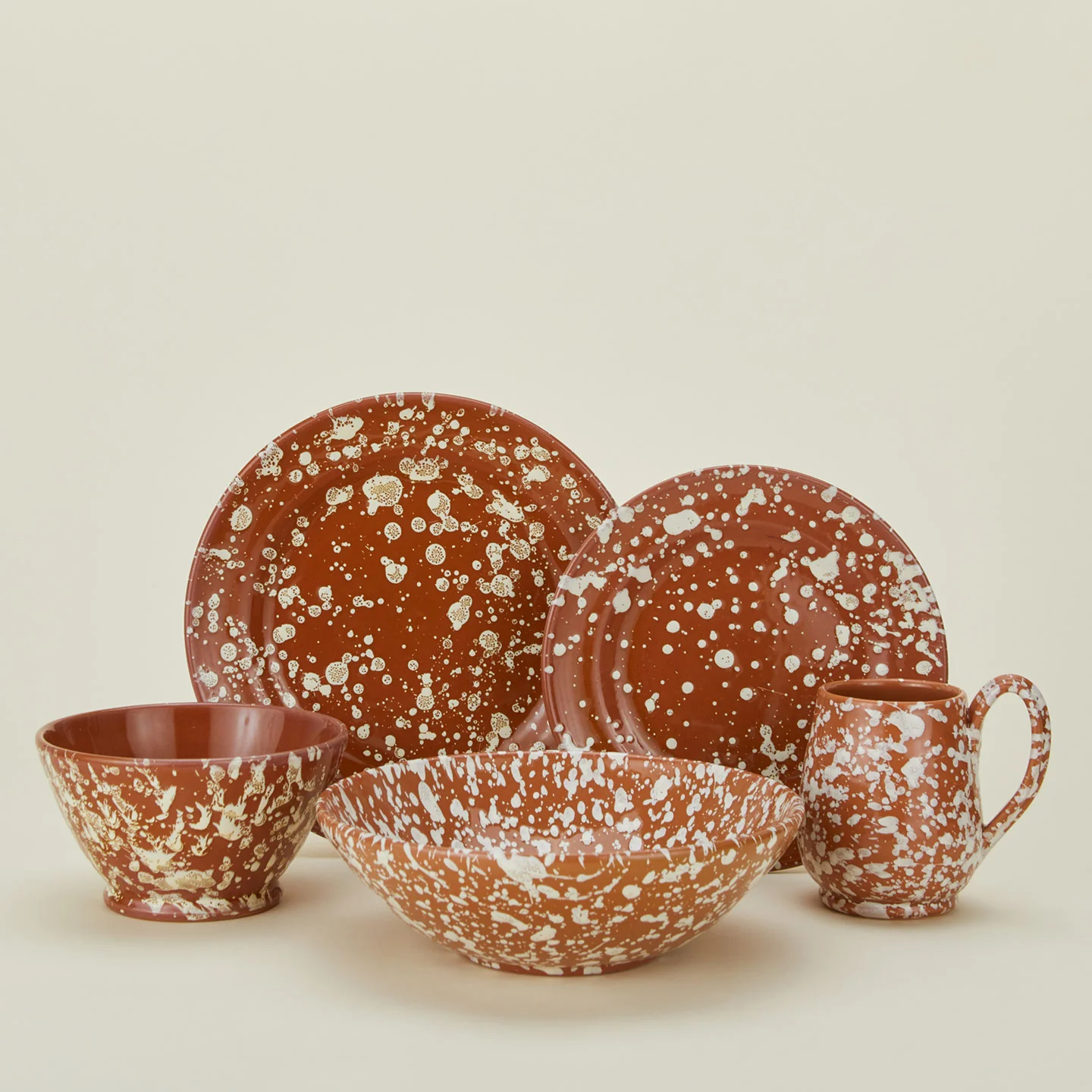 Splatter Low Bowl - Terracotta/Cream - Image 6