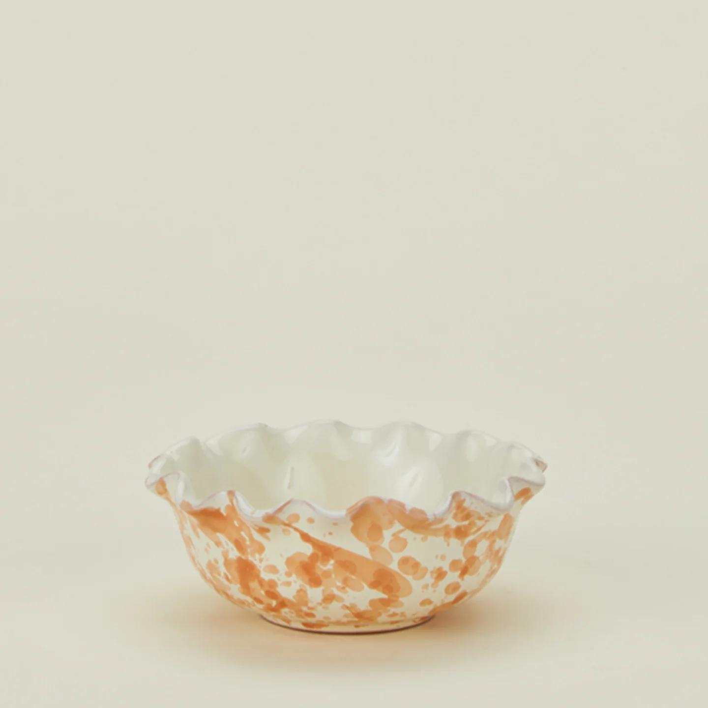 Splatter Scallop Bowl - Tan/Ivory
