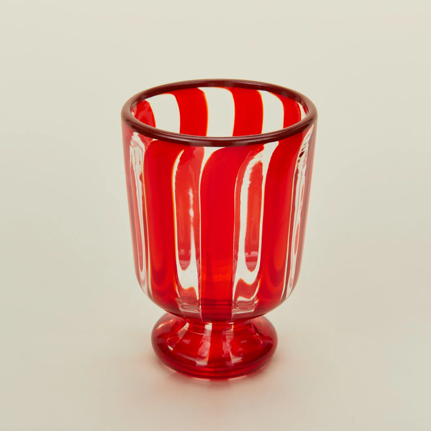 Striped Murano Wine Glass - Red - Image 3