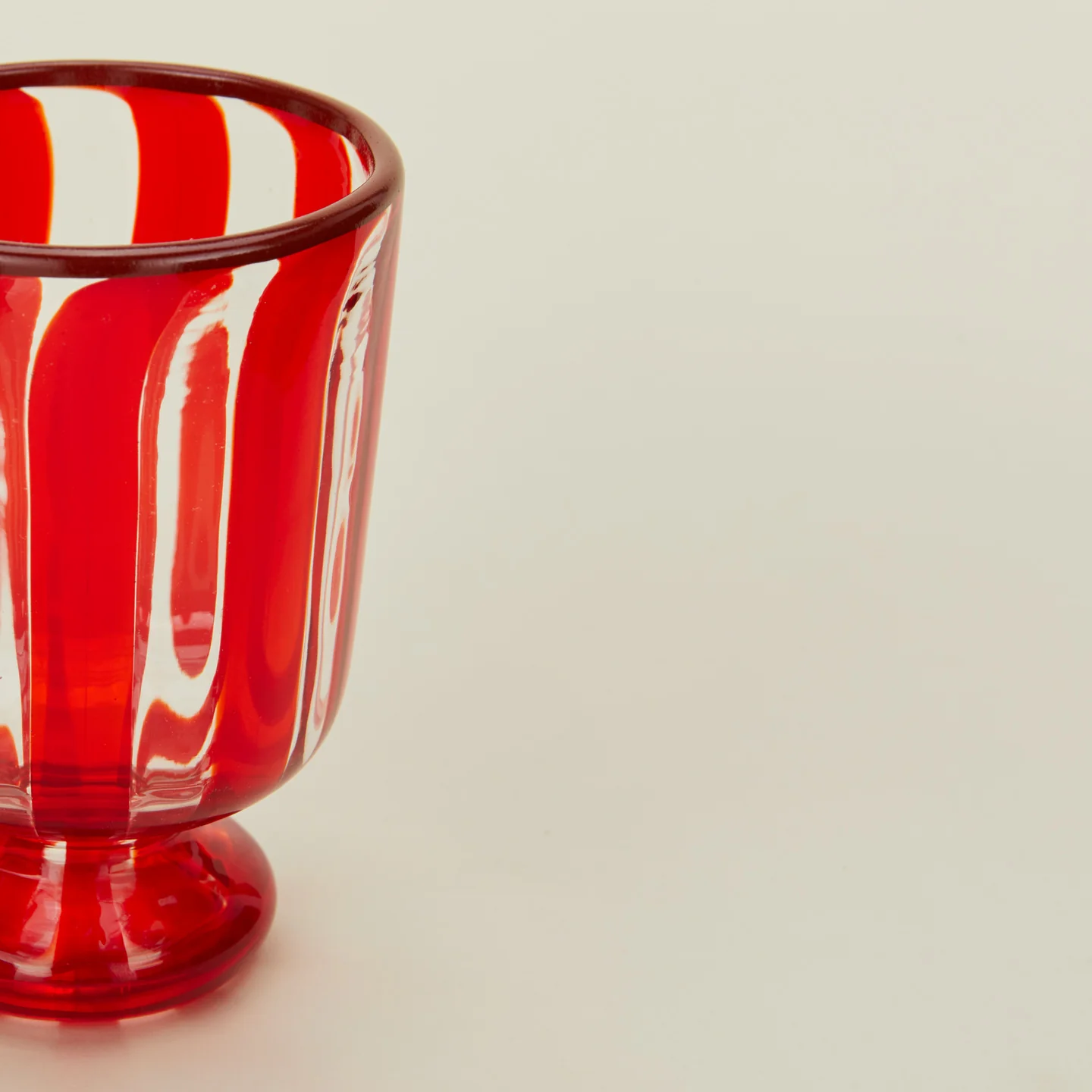 Striped Murano Wine Glass - Red - Image 4