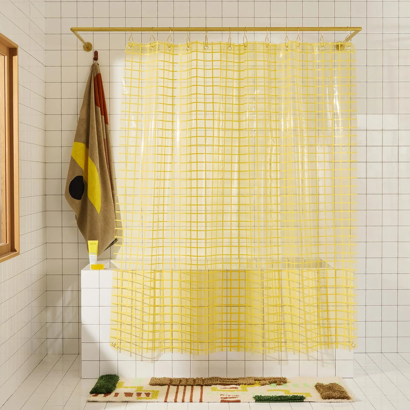 Sun Grid Shower Curtain - Butter - Image 3