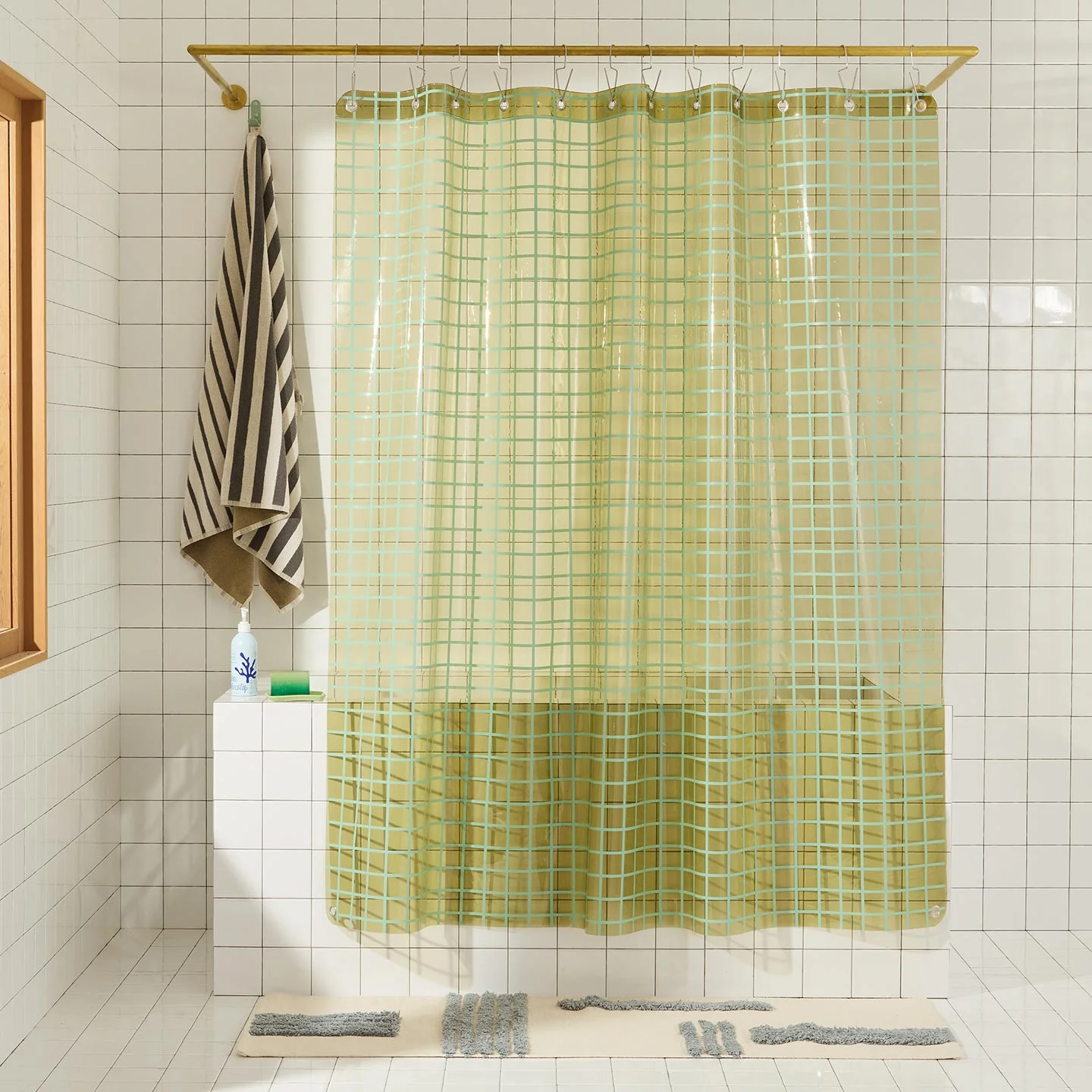 Sun Grid Shower Curtain - Olive - Image 3