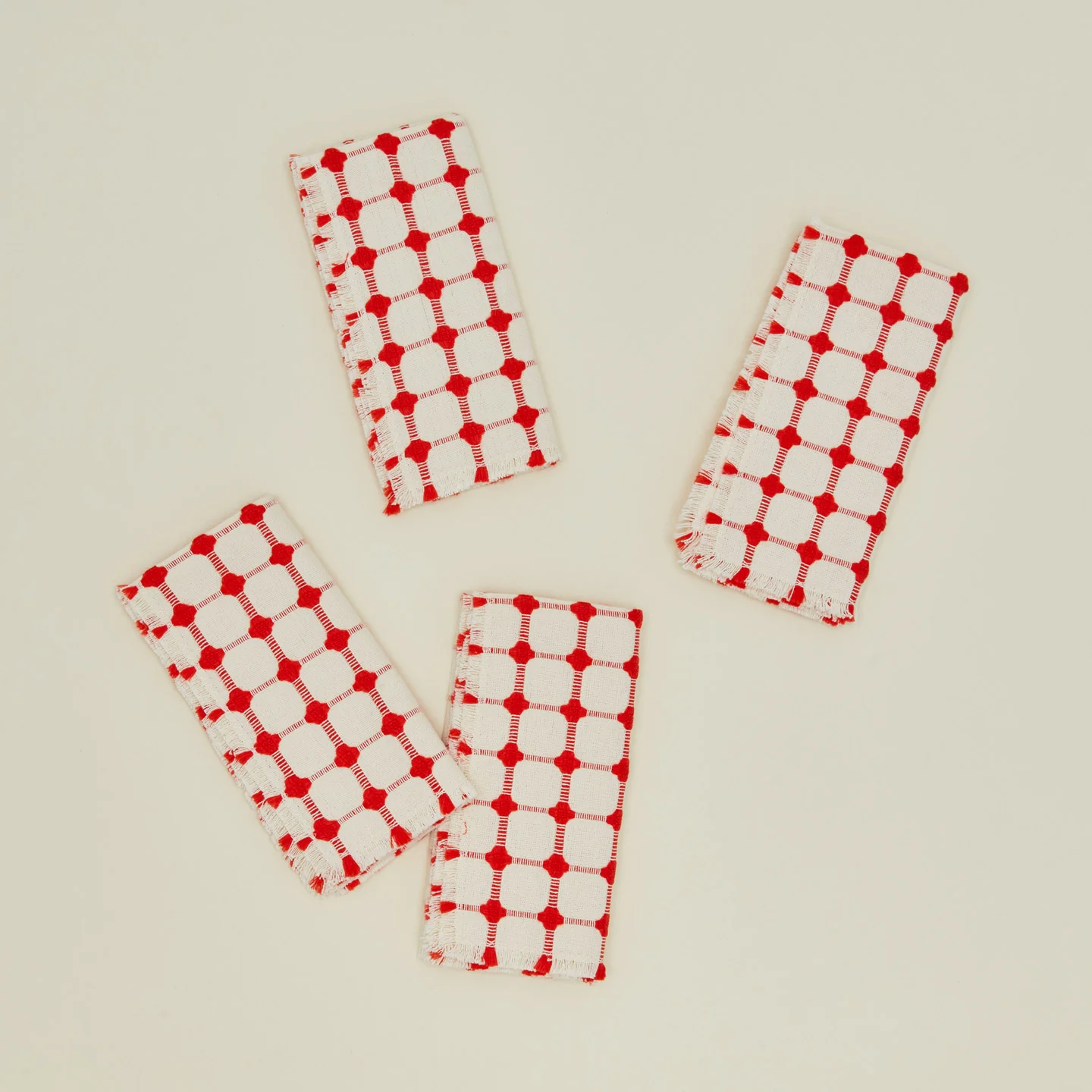 Wicker Fringed Napkin, Set of 4 - Cherry