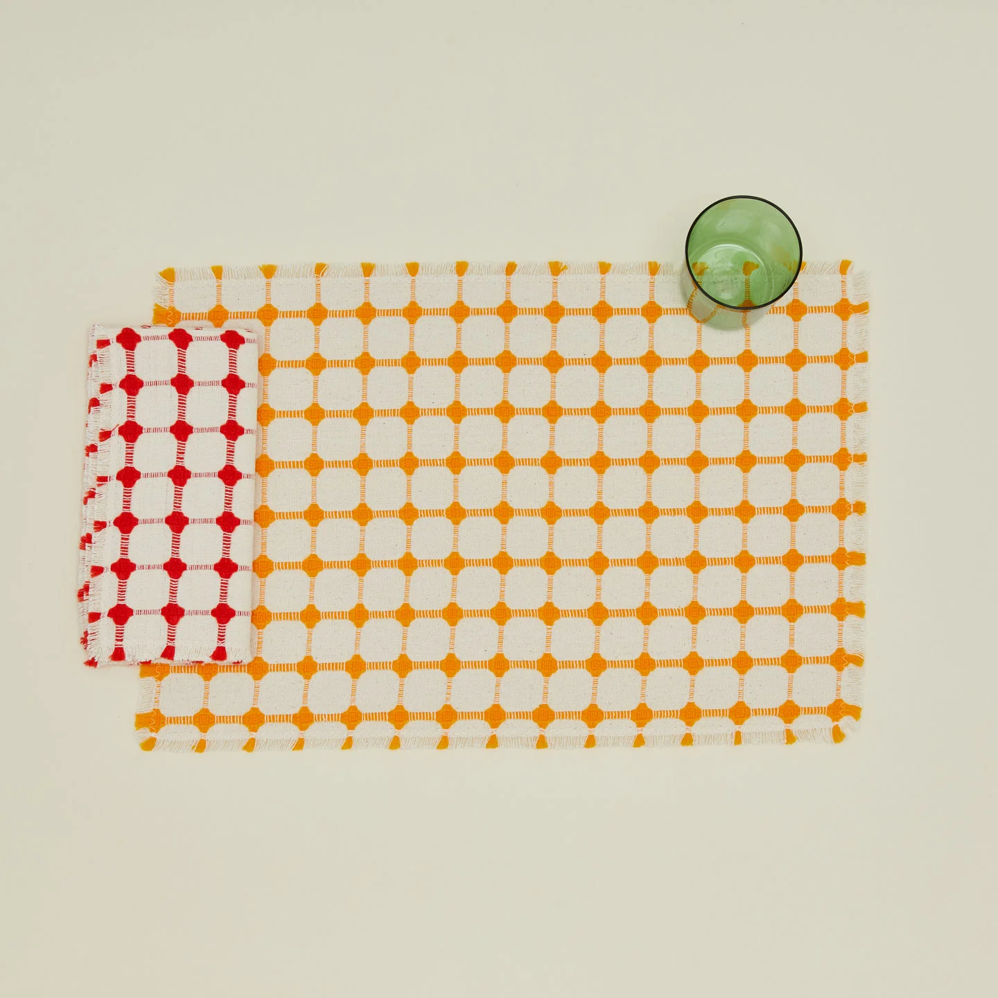Wicker Fringed Napkin, Set of 4 - Cherry - Image 2